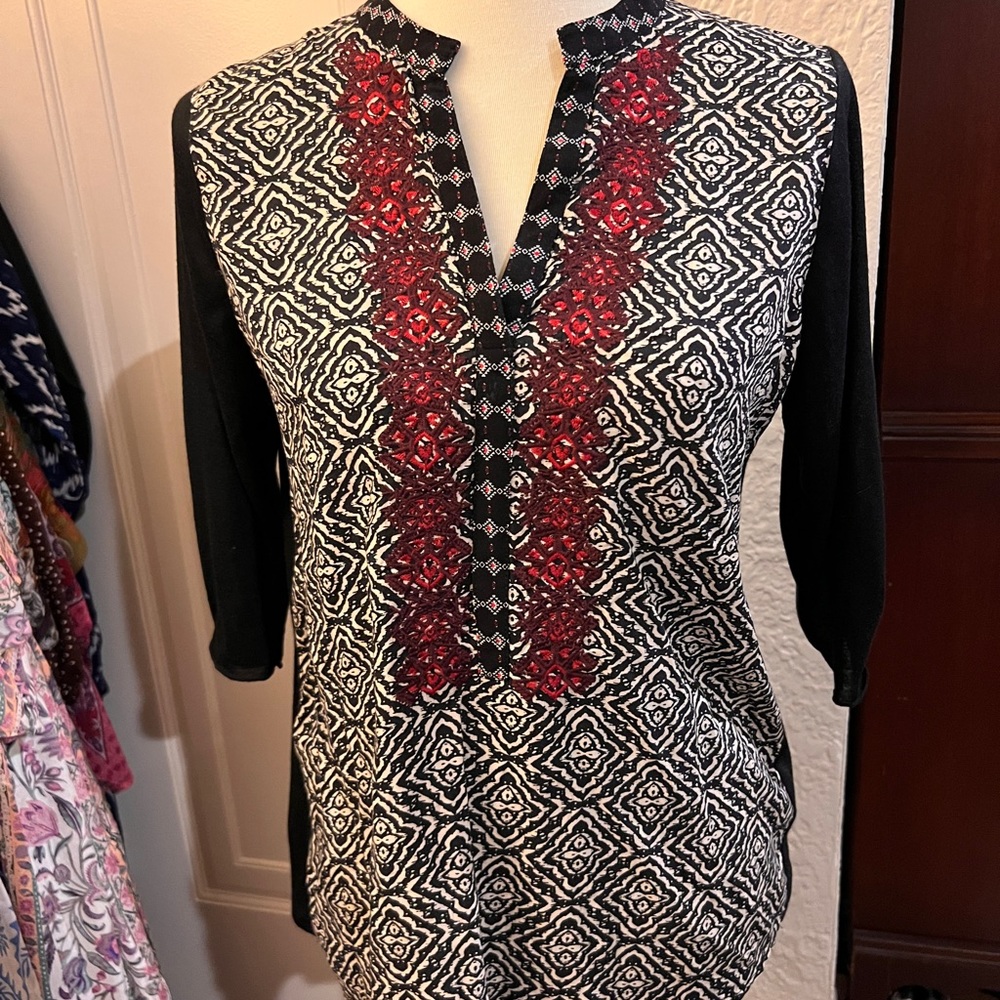 Thml boho tab sleeve semi sheer top -S -NWT